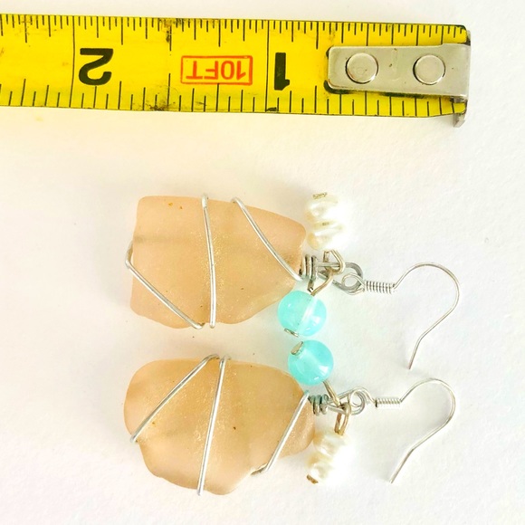 “Peachy Beach” Seaglass Earrings - Picture 3 of 4